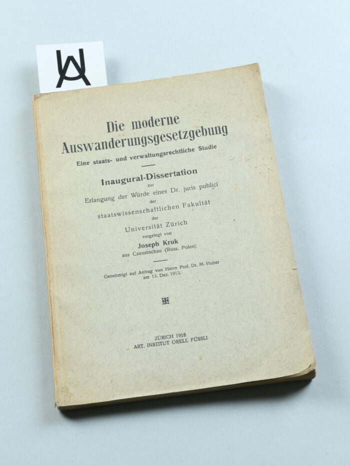 Die moderne Auswanderungsgesetzgebung