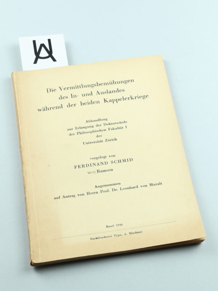 Die Vermittlungsbemühungen des In- und Auslandes während der beiden Kappelerkriege