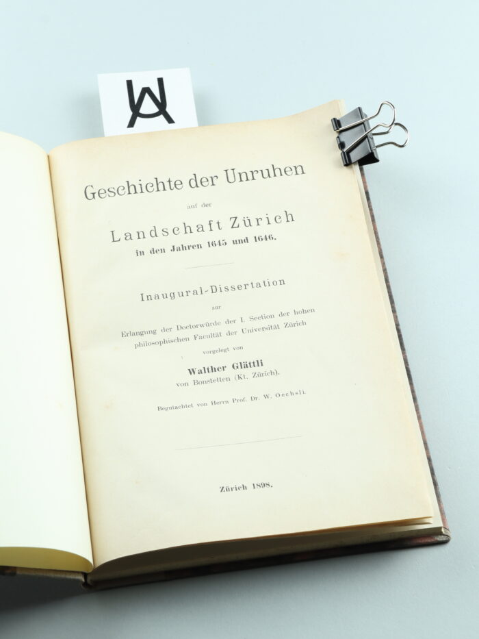 Geschichte der Unruhen auf der Landschaft Zürich in den Jahren 1645 und 1646