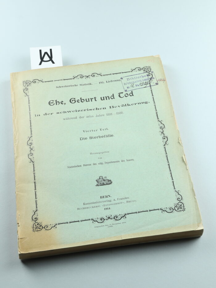 Ehe, Geburt und Tod in der schweizerischen Bevölkerung während der zehn Jahre 1891 - 1900