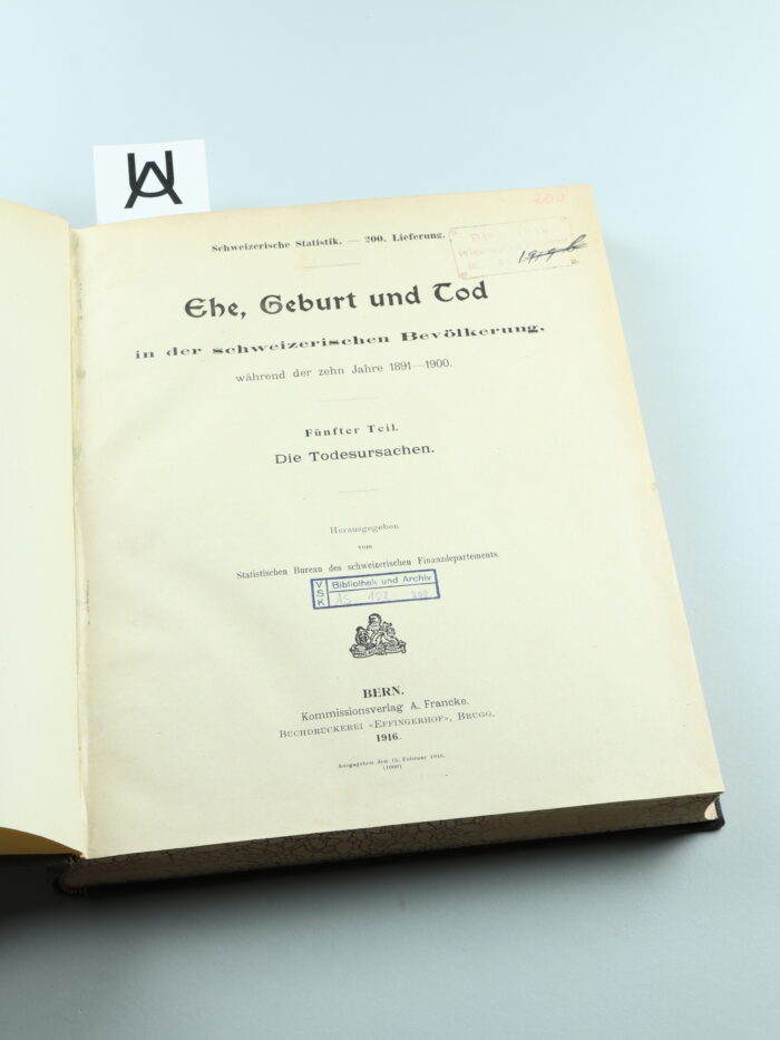 Ehe, Geburt und Tod in der schweizerischen Bevölkerung während der zehn Jahre 1891 - 1900