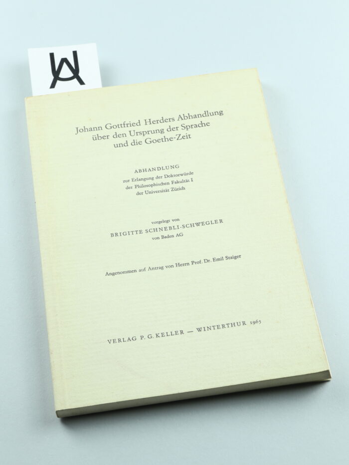 Johann Gottfried Herders Abhandlung über den Ursprung der Sprache und die Goethe-Zeit