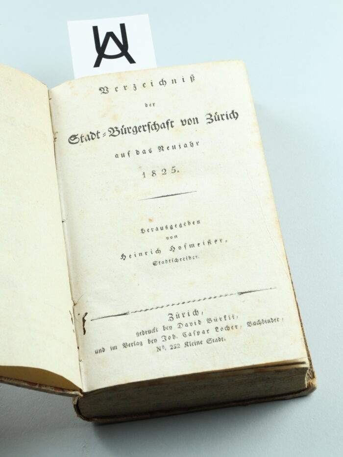 Verzeichniss der Stadt-Bürgerschaft von Zürich auf das Neujahr 1825